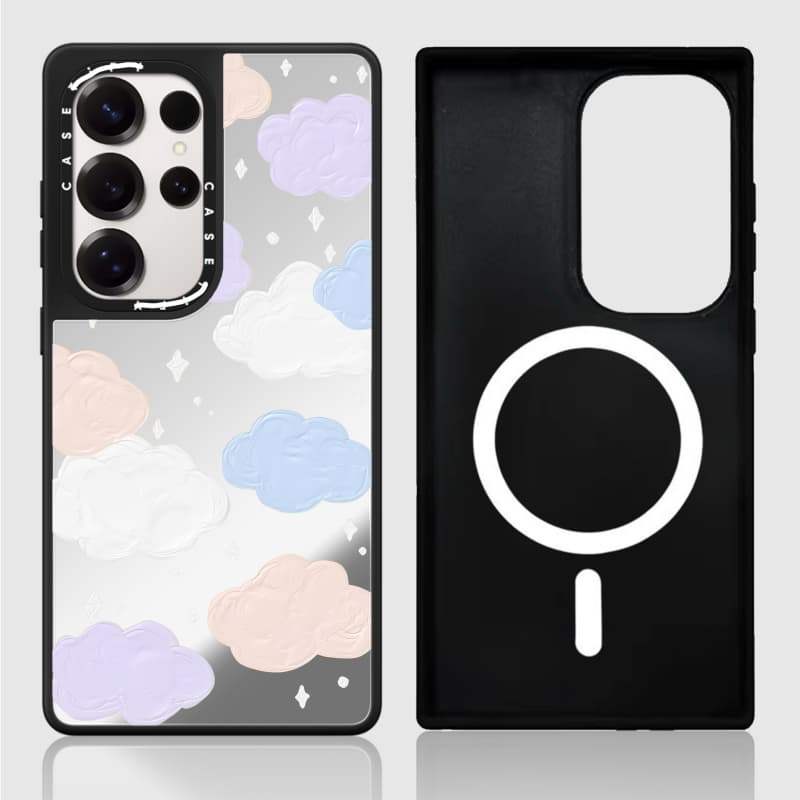 CASECASE X Star cloud Case Matte Black & Sliver Mirror Vỏ hút từ tính Samsung Galaxy S26 S25 S24 S23 Ultra Plus Mặt sau cứng có hộp khắc logo