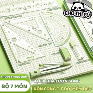 Set 4 thước kẻ đa năng dành cho học sinh, bộ đồ dùng học tập cute với thiết kế đẹp và thước đo độ hữu ích