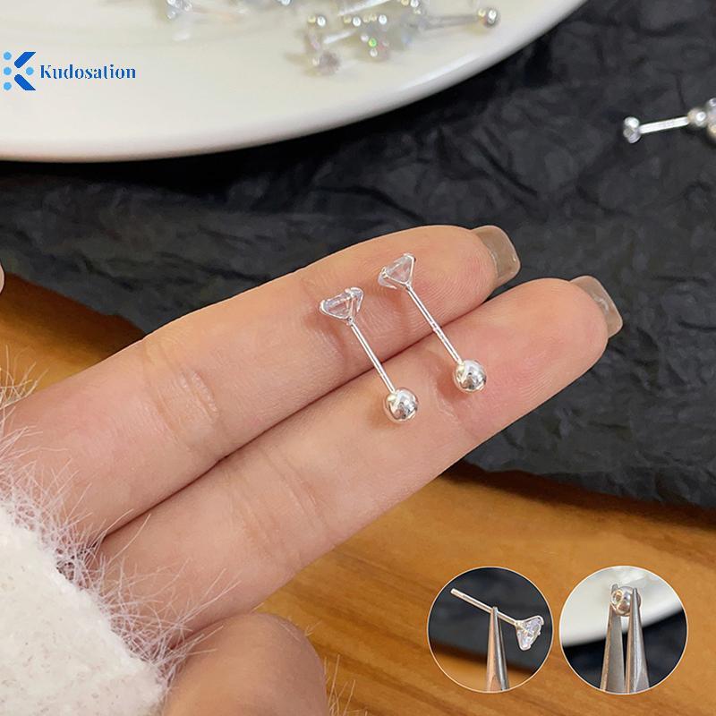 Kudosation - Bộ đôi bông tai pha lê zircon bóng, phụ kiện trang sức đẹp cho sụn tai