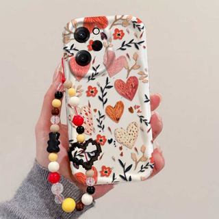 Ốp Lưng Cho Vivo V60 V40 V50 Lite Y31 5G Y33S Y21S Y28 4G Y17S Y04 Y03 Y29S Y28S Y18 Y400 Retro Trái Tim Tình Yêu Dây Xích Hoa Cúc Có Dây Buộc Silicon Mềm Sóng Bên Ốp Lưng