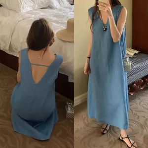 Váy không tay cổ chữ V Fat MM vỏ rộng, phù hợp mọi size, mát mẻ mùa hè