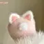 Găng tay tai mèo thỏ hồng pom-pom sang trọng cho sinh viên mùa đông, phù hợp làm quà Noel