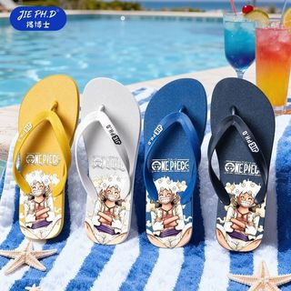 One Piece Flip-Flops Nam Nữ Mùa Hè Phong Cách Mới Ngoài Trời Hàng Ngày Chống Trơn Trượt Flip-Flops Hoạt Hình Bán Chạy Cặp Đôi Cát
