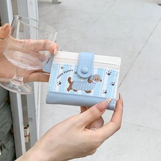 Ví ngắn METALWRK, Ví đựng tiền xu in hình chó Dopamine Color Dachshund, Túi đựng thẻ khóa kéo chó hoạt hình PU phong cách Hàn Quốc dành cho nữ Cô gái