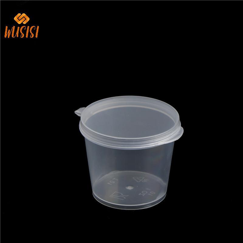 [WUSISI] 100 Chiếc Cốc Nước Sốt Dùng Một Lần Bằng Nhựa Nhỏ Bảo Quản Thực Phẩm Hộp & Nắp Trong Suốt MỚI