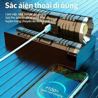 Đèn Pin LED Siêu Sáng - Chiếu Xa, Đa Chế Độ Ánh Sáng, Sạc Dự Phòng, Hiển Thị Dung Lượng Pin, Tiện Lợi Ngoài Trời