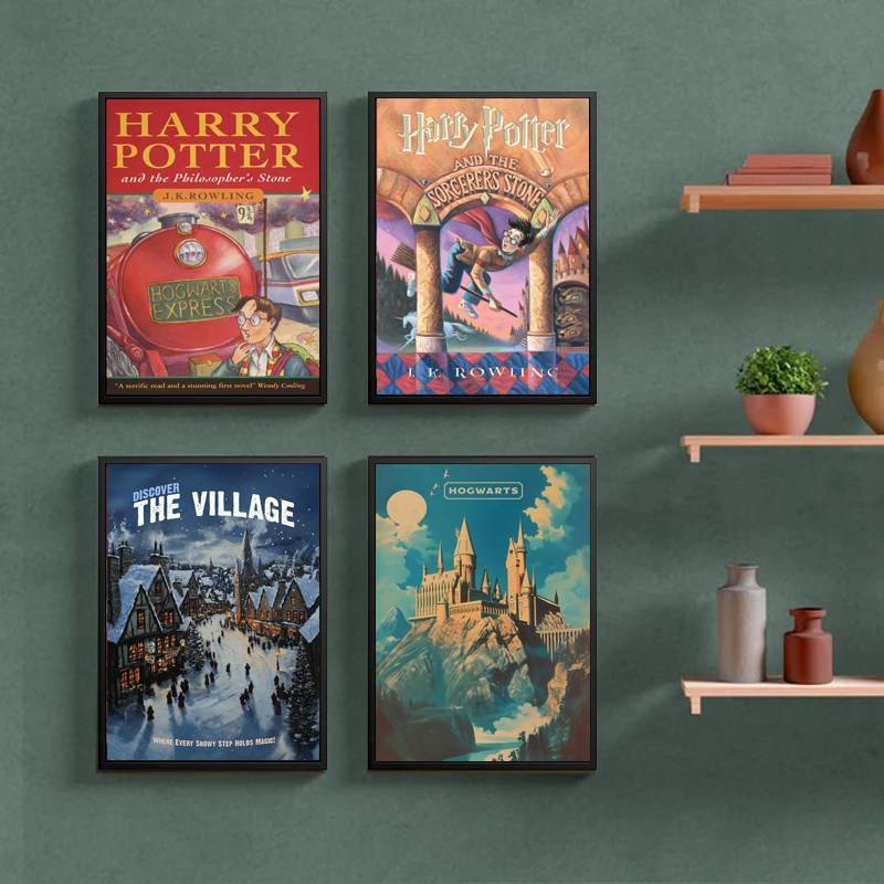 Harry Potter Hogwarts Books Cover Canvas Wall Art No Frame Decor cho phòng ngủ Phòng học