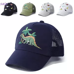 Mũ bóng chày lưới in hình khủng long cho bé từ 1-5 tuổi, chống nắng và điều chỉnh size dễ dàng.
