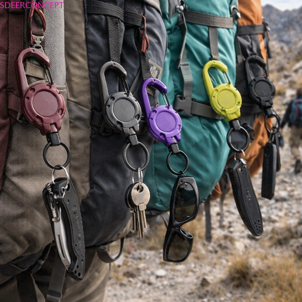Vòng chìa khóa Carabiner SDEERCONCEPTNR, thép chắc chắn, thiết kế có thể thu dây tự động, cơ chế lò xo