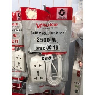 (Freeship) Ổ cắm điện liền dây du lịch đa năng 2 lỗ 2 chạc và 3 chạc - 2m mét 2200W 10A 250V S11, Hãng VINAKIP