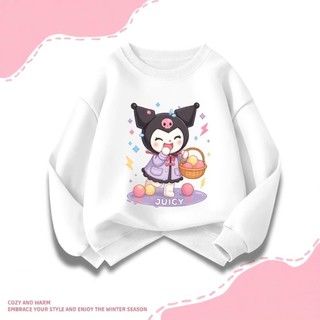 Hình ảnh Kuromi dễ thương mang giỏ hoa, áo sweatshirt in họa tiết giản dị，đáng yêu, đa năng，hợp thời trang và phong cách