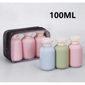Chai du lịch di động 100ml Hộp đựng chất lỏng có thể đổ lại cho mỹ phẩm Gel tắm