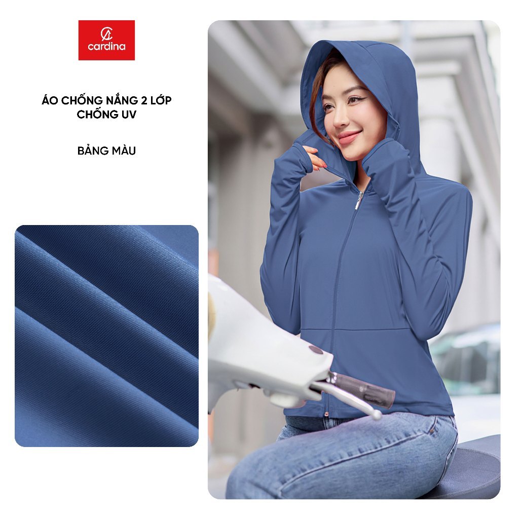 Áo chống nắng nữ CARDINA 2 lớp chất liệu Icetext chống tia UV hiệu quả 6NHF03