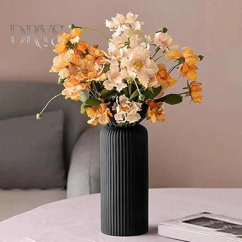 (TFT) Bình nhựa sọc giống như gốm sứ cho hoa Màn hình sắp xếp hoa trang trí Bình hoa nhỏ sáng tạo MỚI