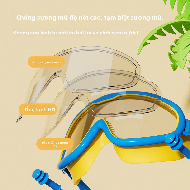 Kính bơi chống thấm nước cho bé với lens HD và khung lớn, phù hợp làm phụ kiện lặn hoặc đội cùng mũ bơi.
