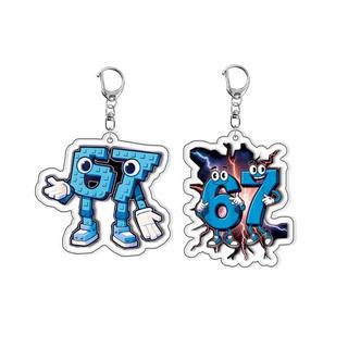 Anime Game STEAL A BRAINROT Blue 67 sahur Acrylic Keychain Cosplay Accessories Pendant Cartoon Funny Prop Xmas Gift