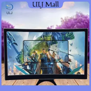 ULJ 12 Inch Màn Hình Lớn 3D HD Khuếch Đại Màn Hình Cong Điện Thoại Di Động Kính lúp Màn Hình Điện Thoại Thông Minh Bộ Khuếch Đại Video Giá Đỡ.