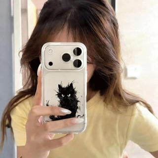 Lông xù mèo đen cho 16 trường hợp iPhone 17Air Space Case 14 13 11Pro