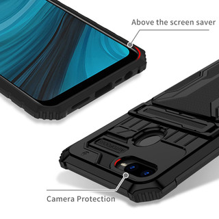 Dành Cho OPPO A5s / A7 / A12 / A11K / F9 Ốp điện thoại Chân Đế Đựng Thẻ Lưng Cứng Cạnh Mềm Vỏ Chống Sốc Hạng Nặng