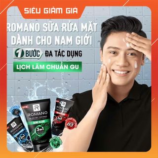 Mua 1 tặng 1 - Sữa rửa mặt Romano đa tác dụng dành cho nam giới 100g tặng 1 chai sữa tắm gội 60g
