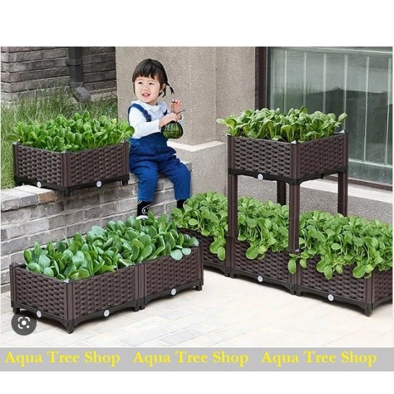Chậu thông minh lắp ghép 80x40cm cao 40cm, chậu lắp ghép trồng cây trồng rau sạch CG212
