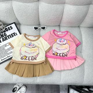 S51-[tomnaukids]Set áo thun phối chân váy kaki mềm bé gái cực xinh - Size 8-30Kg