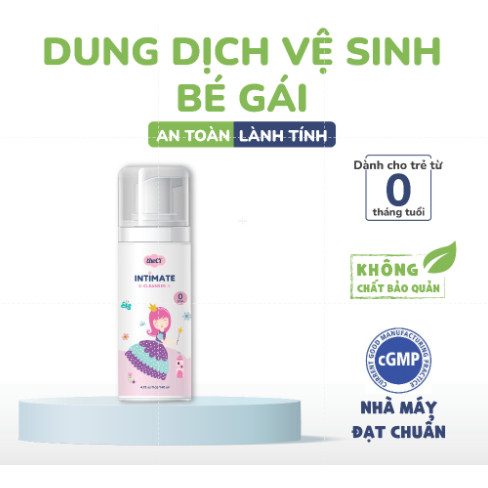 Dung dịch Vệ Sinh Thảo Dược Cho Bé Gái TheCi Intimate - Chai 140ml, đầu tạo bọt tiện lợi
