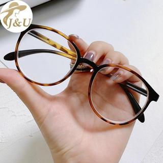 JU Khung Kính Cận Thị Cá Tính Cho Nam và Nữ, Khung Tròn Anti-blue Light với Gương Phẳng