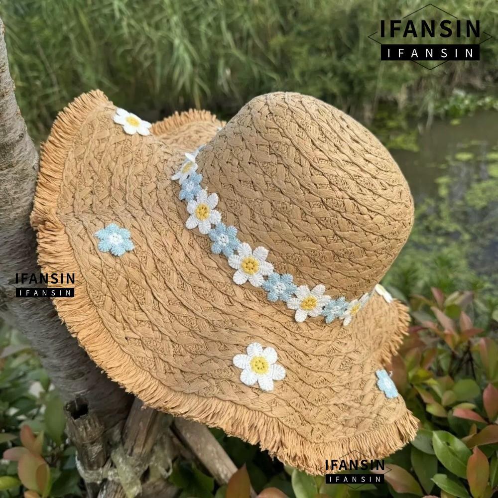 Mũ chống nắng IFASIN họa tiết hoa vành lớn, thiết kế đơn giản thoáng khí, phụ kiện hoàn hảo cho ngày đi biển.