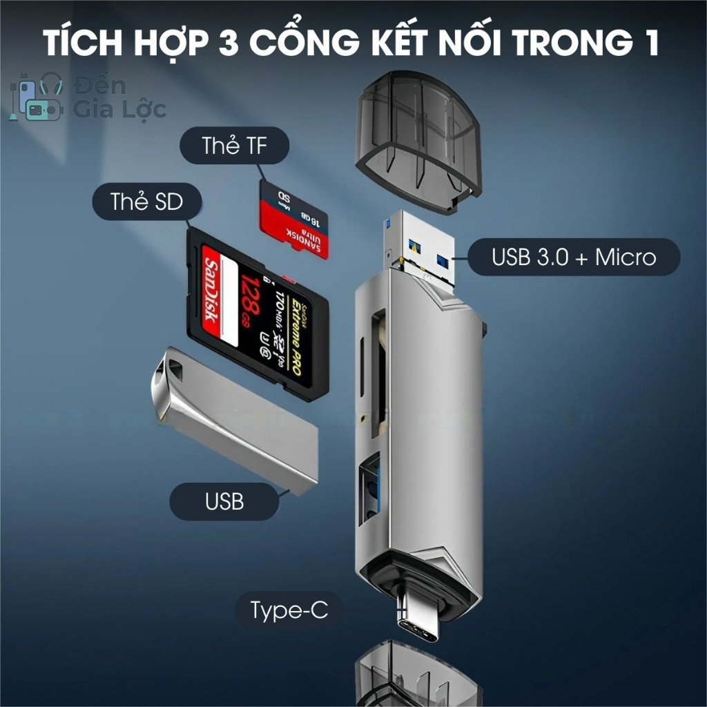 đầu đọc thẻ nhớ Đầu Đọc Thẻ Nhớ Micofi, Đồ Cổng Đọc Thẻ Nhớ Type-C/USB SD Đa Năng USB 3.0 Micro Card Reader OTG