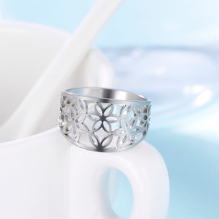 Nhẫn Vintage Hoa bằng Thép Không Gỉ cho Lễ Cưới