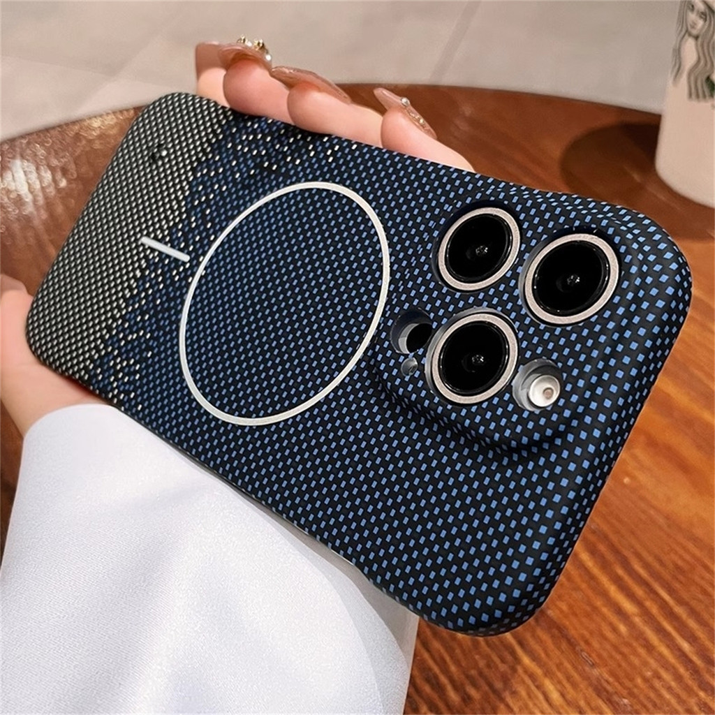 Ốp điện thoại không khung họa tiết sợi Carbon Kevlar sang trọng cho IPhone 11 12 13 14 15 16 Pro Max Vỏ Pc siêu mỏng