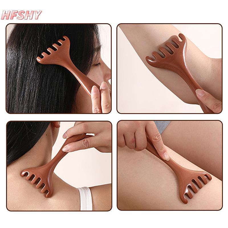 HFSHY Răng Rộng Tay Cầm Dài Lược Kinh Tuyến Dụng Cụ Ba Scratcher Spa Cầm Tay Kinh Tuyến Massage Lược Chăm Sóc Tóc VN