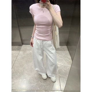 Áo Thun Sọc Hồng Nữ Tay Ngắn 2026 - Chất Liệu Cotton Co Giãn - Form Ôm Body - Phong cách Hàn Quốc
