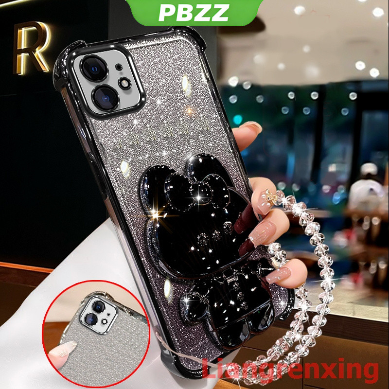 FOR ốp lưng Ốp điện thoại cho iPhone 12 Pro Max 13 Pro Max 11 Pro Max 12 Mini, vỏ mềm chống sốc, thiết kế mới, gương trang điểm thỏ có giá đỡ và dây đeo SJSFTUZJ02