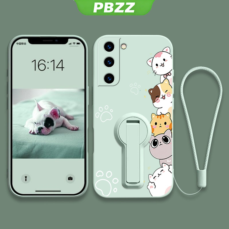 Ốp cho Samsung S21 FE Samsung S21 Ultra Samsung S21 Plus Ốp điện thoại Ốp mềm Ốp silicon lỏng chống sốc thiết kế mới Mèo hoạt hình thẩm mỹ có giá đỡ ytxzdzmm01