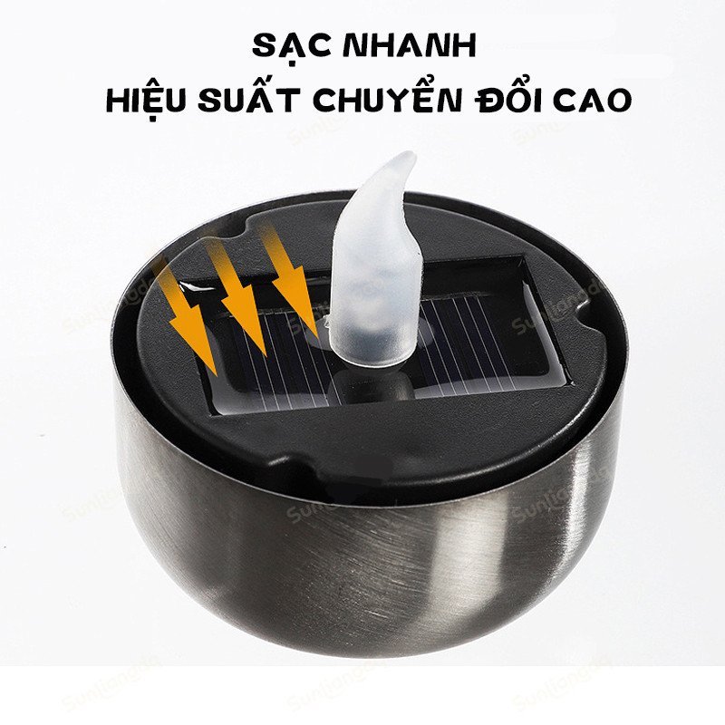đèn nến LED năng lượng mặt trời tự động sạc ban ngày bật ban đêm ánh vàng ấm thiết kế nhỏ gọn phù