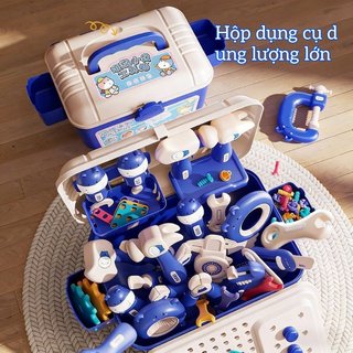Bộ đồ chơi dụng cụ 244 chi tiết – Kèm bàn làm việc, máy khoan, mũ bảo hộ, hộp đựng – Nhựa an toàn – Rèn luyện sáng tạo