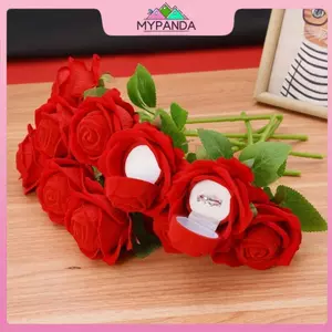 MYPANDA 1 / 2 Chiếc Hộp Bảo Quản Trưng Bày Trang Sức Cưới Sáng Tạo Hoa Hồng Đỏ Nhẫn Hộp Trưng Bày Đề Nghị Kỷ Niệm Đính Hôn Hộp Quà Lãng Mạn.