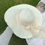 Mũ đi biển MERIGGIARE, Mũ rơm dệt nơ ren, Phong cách Pháp che nắng vành lớn Mũ mùa hè dành cho nữ
