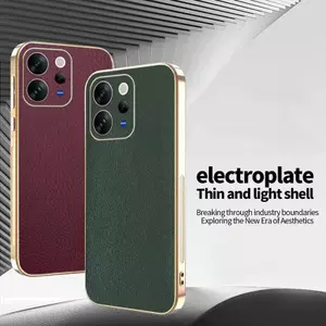 Ốp Lưng Cho Vivo V70 Elite Da Màu Trơn Siêu Mỏng Mạ Điện Cạnh Chống Rơi Vỏ Điện Thoại