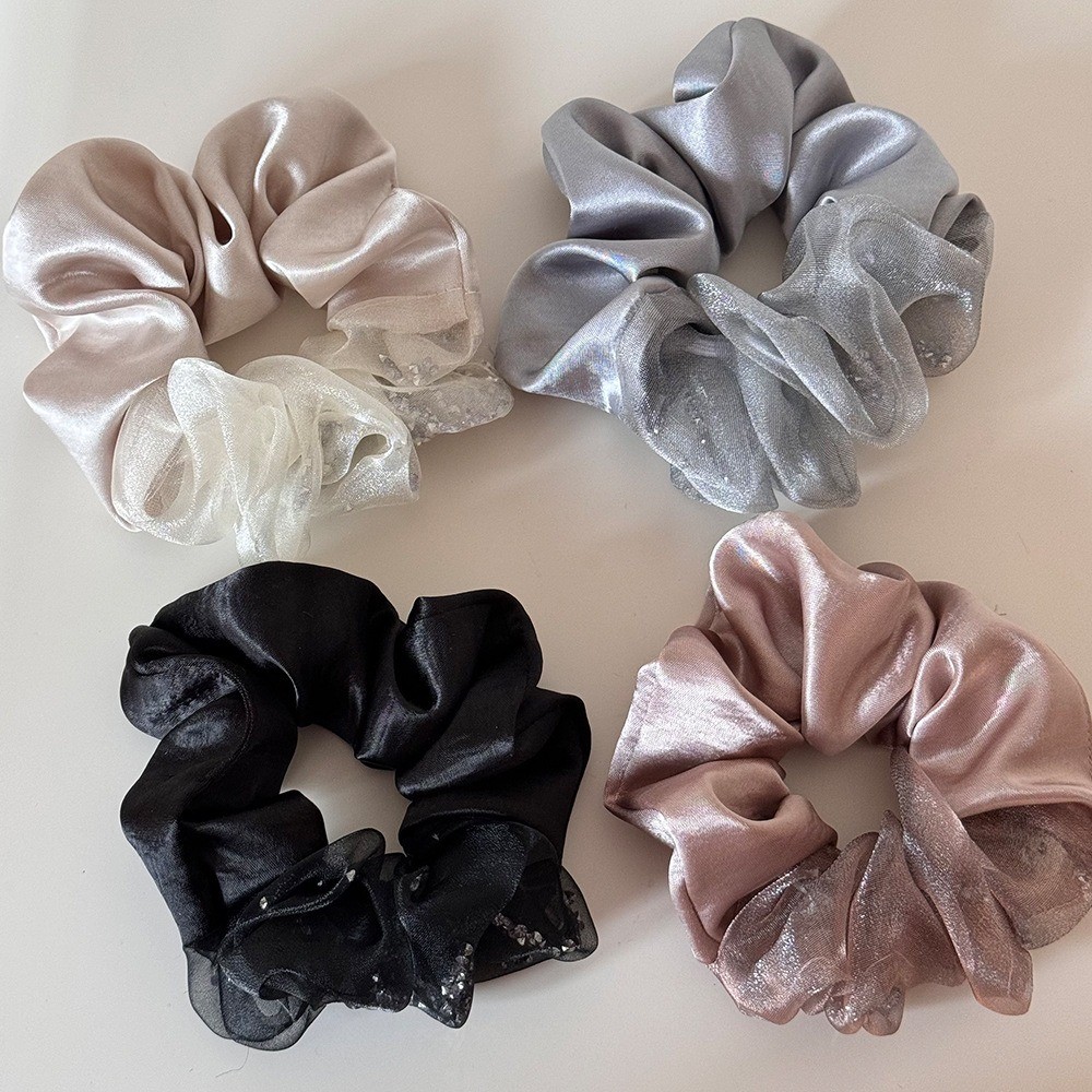 Dây buộc tóc nữ phong cách Hàn Quốc, chất liệu satin cao cấp, phù hợp làm phụ kiện tóc với dây cao su.