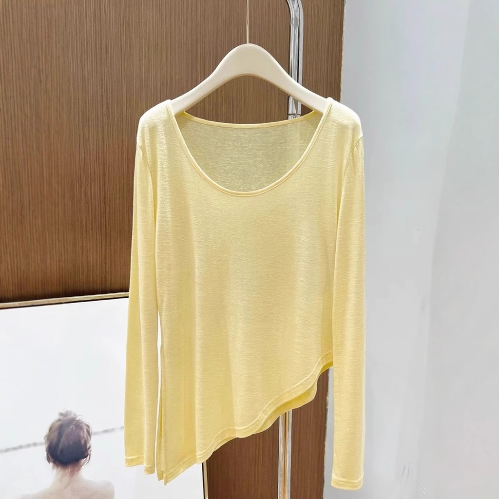 Vàng Băng Lụa Dệt Kim Mặt Nạ Chống Nắng, Áo Thun Tay Dài Phối Mát Mùa Hè Style Hàn Quốc
