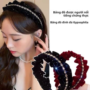 Ghép Hạt Nhung Gypsy Đầu Nữ Cao Cấp, Kim Cương Giả - Dây Buộc Tóc Băng Dô