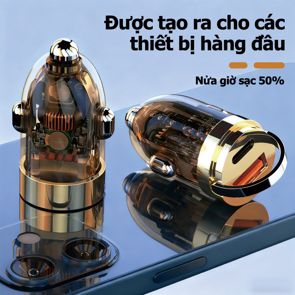 Bộ sạc xe hơi loại-120W sạc siêu nhanh vô hình sạc xe hơi ẩn mini tab kéo sạc xe hơi Bộ sạc điện thoại di động QC3.0