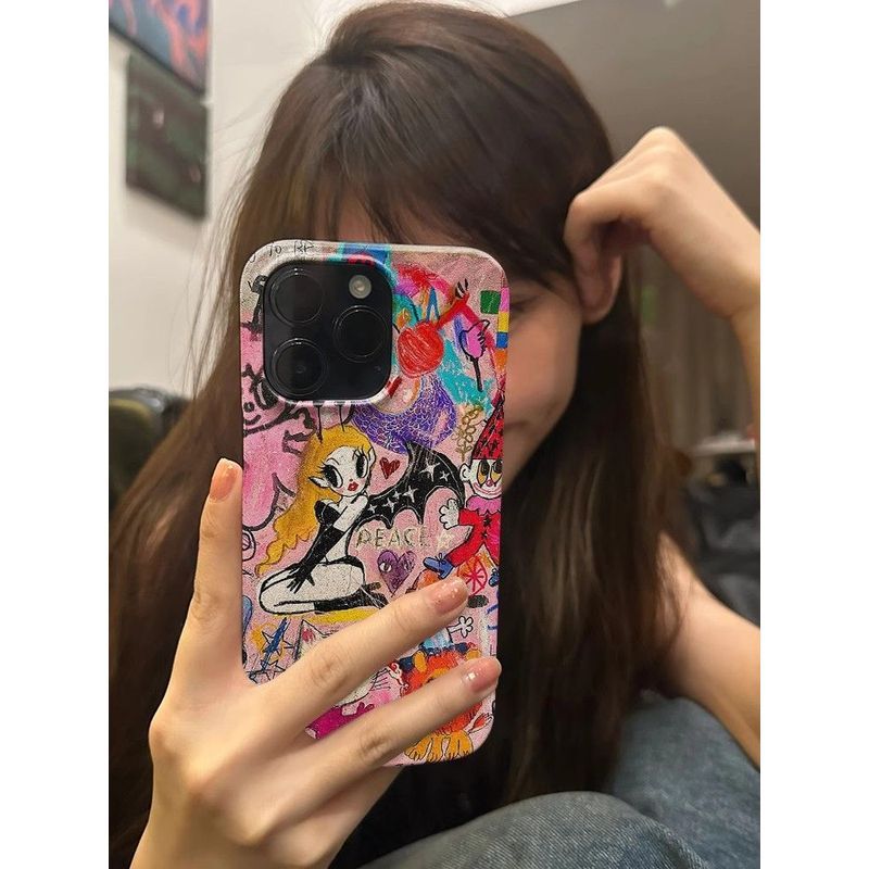 Ốp Điện Thoại Art Little Witch QYJS Thích Hợp Cho IPhone 11 XR XSMAX 17 AIR 13 14 15 16 ProMax 12 PRO 7 8 PLUS Vỏ Cứng Phim Bề Mặt Sáng Bóng