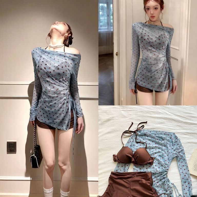 Bikini Ba Mảnh Polka Dot, Phù Hợp Cho Kỳ Nghỉ Suối Nước Nóng