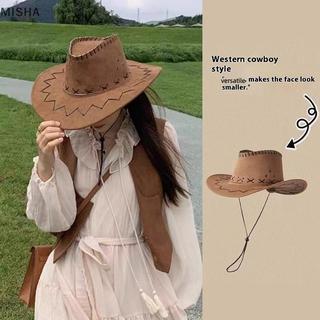 Misa Mũ Cao Bồi Da Lộn Bò Phong Cách Phương Tây, Unisex, Đẹp cho Dự Tiệc và Thời Trang