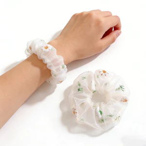2 / 4 Lưới Hoa Scrunchie Thêu Hoa Cúc Cho Bé Gái