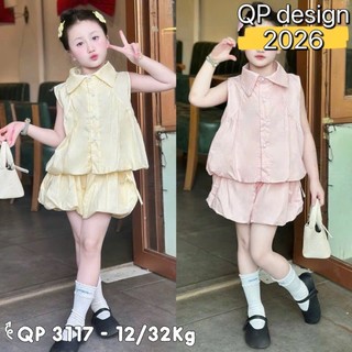 10-30kg (hàng đẹp) Set áo sơ mi bồng quần bí vàng hồng QP
